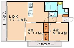 ギャラン穴生Neo 2LDKの間取図画像