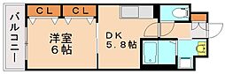 フォレストビュー 1DKの間取図画像