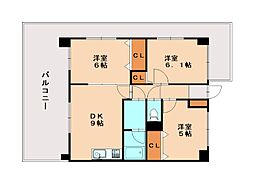 ライオンズマンション青山第3 3DKの間取図画像