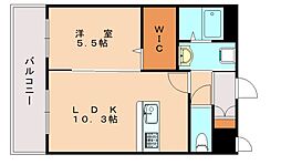 ルークス紅梅 1LDKの間取図画像