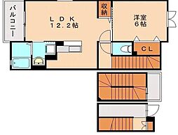 ソレイユ本城 1LDKの間取図画像