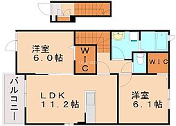 スターヒルB 2LDKの間取図画像