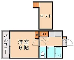 レジオン幸神1 1Kの間取図画像