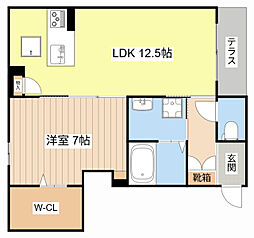 フィオリータ西今 1階1LDKの間取り