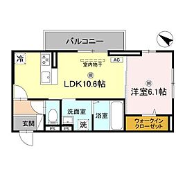 BRANSIA出町 3階1LDKの間取り