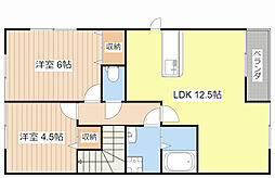 ブセナテラス2番館 2階2LDKの間取り