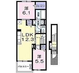 Ｙフォレスト五個荘 2階2LDKの間取り