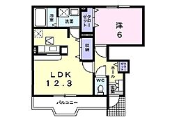 カーサグランデ 1階1LDKの間取り