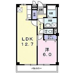 レーベンバンブーIII 2階1LDKの間取り