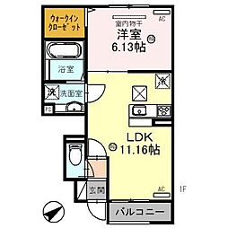 秀豊4号館 (シュウホウヨンゴウカン) 1階1LDKの間取り