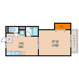 ワンズクレスト小堀 1DKの間取図画像