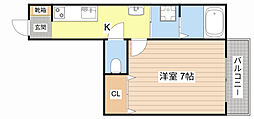 Y'sコート 1Kの間取図画像