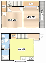 エスポワールYAMATO 2DKの間取図画像