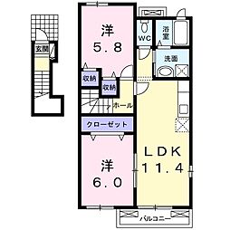 ベルアンジュ1 2LDKの間取図画像