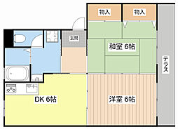 レーベンハイツ 2DKの間取図画像