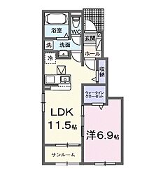 ヴァンヴェール彦根CS 1LDKの間取図画像