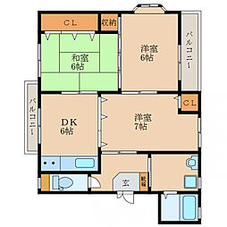 西建設(株)ビル 3DKの間取図画像