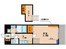 シャンヴィル 1Kの間取図画像