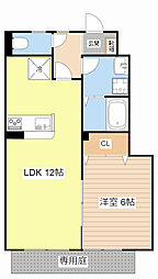 サンガーデン一橋B 1LDKの間取図画像