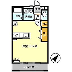 パールコート ワンルームの間取図画像