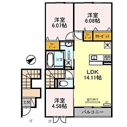 秀豊2号館 3LDKの間取図画像