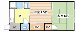 勝見荘 2Kの間取図画像