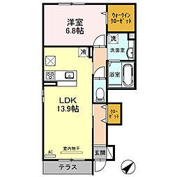 Harmony M 1階1LDKの間取り