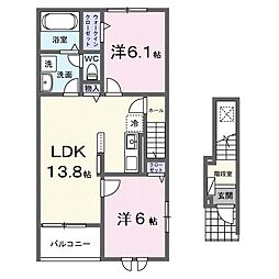豊郷サンライフII 2階2LDKの間取り