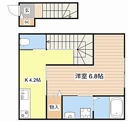 bills　陽 2階1Kの間取り