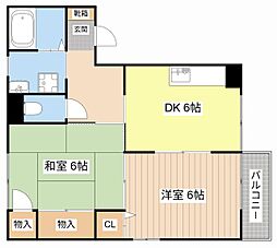 アポロII 2階2DKの間取り