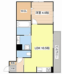 エスポワール 1階1LDKの間取り