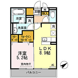 セレンディピティ堅田 1階1LDKの間取り