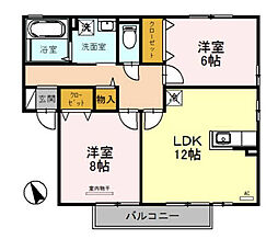 リビングタウン水口　D棟 2階2LDKの間取り