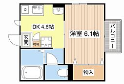 リッチライフ八坂 1DKの間取図画像
