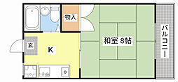 八日市ハイツ6号 1Kの間取図画像