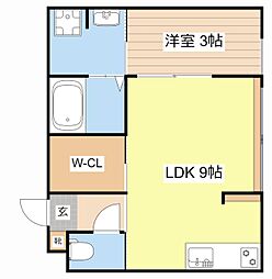 mlif列見 1LDKの間取図画像