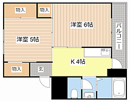 ヴィラナリー南小足1号棟 2Kの間取図画像
