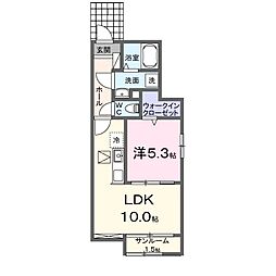 ルミエール-D 1LDKの間取図画像