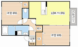 ヴァンベール 2LDKの間取図画像