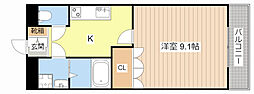 ハーモニーフィールド 1Kの間取図画像