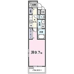 ルピナス イースト 1Kの間取図画像