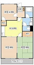 ライオンズハイツ高宮 3Kの間取図画像