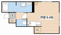 こもれびのグランショコラ ワンルームの間取図画像