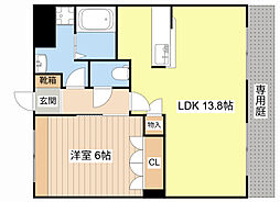 エリートメゾン 1階1LDKの間取り