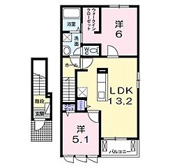 パインビレッジ　ビオーラ 2階2LDKの間取り