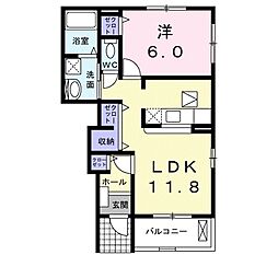 Ｗｈｉｔｅ 1階1LDKの間取り