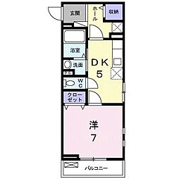 Ｃｈａｒｍｅ金屋 2階1DKの間取り