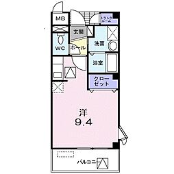 リバーレイクヒルズ 1階ワンルームの間取り