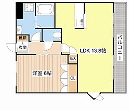 エリートメゾン 2階1LDKの間取り