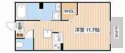 サーティーンイレブン ワンルームの間取図画像